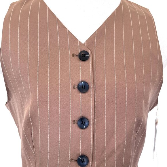 NWT Commense Vest - Mens Style - Crop -Pinstripe Button Down Vest - Size Large - Picture 2 of 10